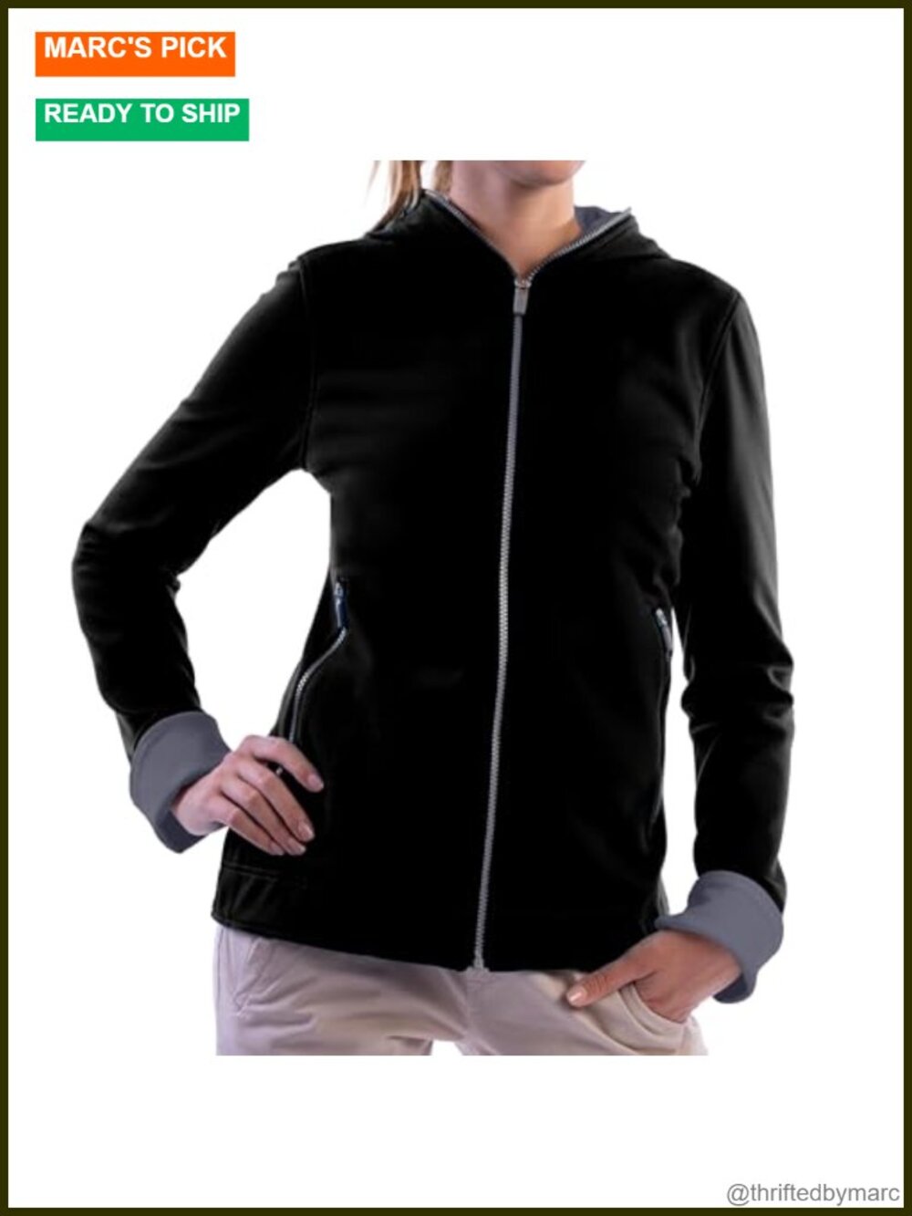 Women's Travel Zip-Up Hoodie 18 Pockets Lightweight Cotton Blend Long Sleeve